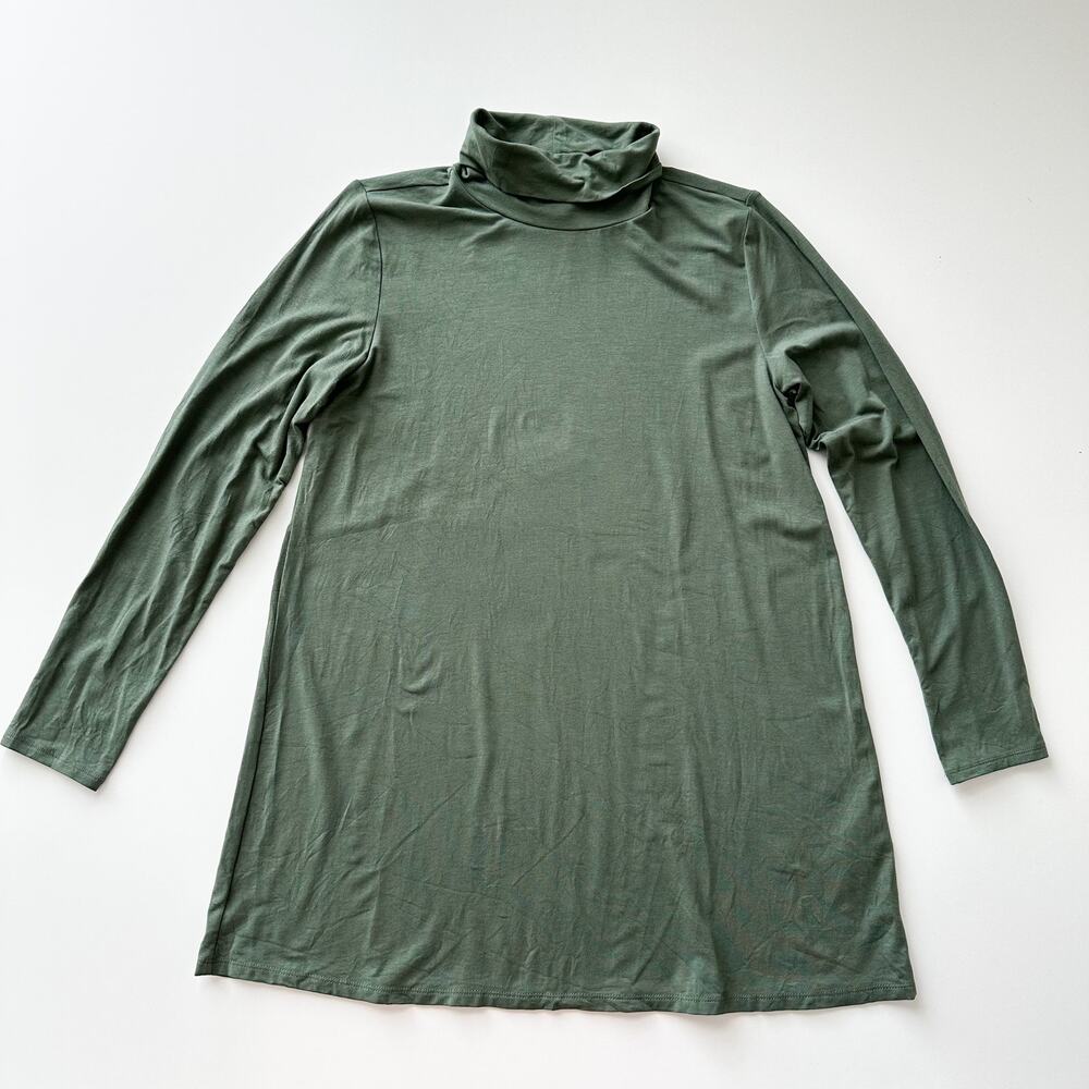 Eileen Fisher Tencel Long Sleeve Turtleneck Tee Green